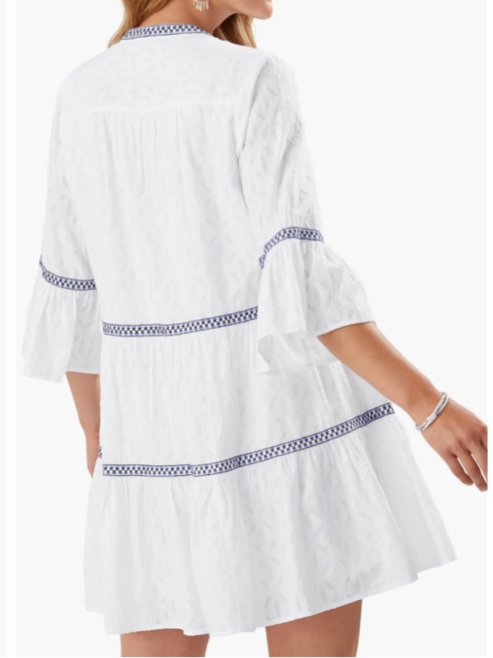 Tommy Bahama Dress Embroidered Tiered Size XS Cotton Tassels Boho Bohemian NWT - Picture 5 of 12